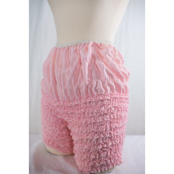 Vintage Pink Ruffle Pettipants Bloomers Lace Boudoir Lingerie Burlesque Pinup, M - Picture 6 of 13